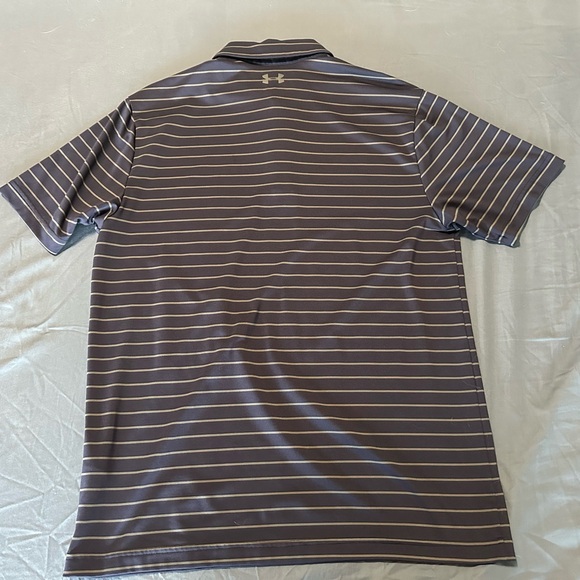 Under Armour Men's Striped Golf Polo Shirt - Navy Blue - Picture 2 of 3